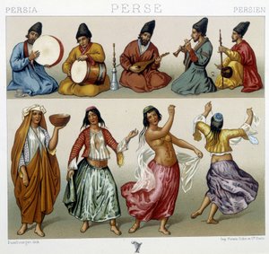 Muusikot ja tanssijat Persiassa - Racinetin "" Historiallisessa puvussa"" tekijältä Unknown artist