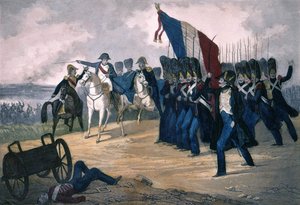 Napoleon I Waterloossa 18.6.1815 - Kaiverrus 1800-luvulta tekijältä Unknown artist
