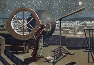 Nizzan hipparkus. (Hipparkhos) Aleksandrian observatoriossa Kreikkalainen tähtitieteilijä (Bythyniassa, 2. vuosisadalla eKr.) Louis Figuierin "Tiede ja sen miehet" mukaan. Barcelona 1881 tekijältä Unknown artist