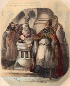 Notger (930-1008) (Liegen notker), Liegen eveque Saksan kuninkaan Otton III:n (980-1002) kasteen aikana. Kaiverrus vuodelta 1868 Theodore Justen (1818-1888) teokseen "Histoire de Belgique primitiivistä Leopold I:n hallituskauden loppuun". Priva tekijältä Unknown artist