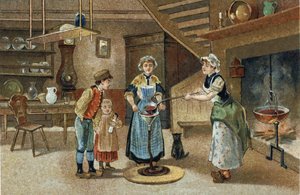 Dauphinén alueella vietetty vanha tapa: La boudinée. 1800-luvun lopun kromolitografia. tekijältä Unknown artist