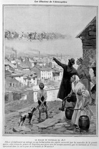Optiset illuusiot: visio Napoleonin armeijista Verviersin (Belgia) taivaalla Waterloon taistelupäivänä vuonna 1815. tekijältä Unknown artist