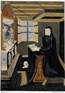 Kuningatar Katariina de Medicin oratorio (Caterina de Medici) (Kuningatar rukouksessa) - perustuu 1500-luvun emaliin, Clunyn museo tekijältä Unknown artist