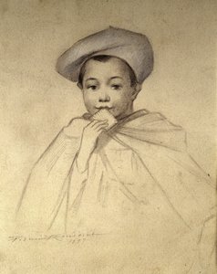 Alkuperäinen muotokuva, jota käytetään logona "" LU" -keksilaatikoille tekijältä Unknown artist