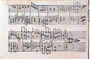 Sivu from "" Tablature; Kirja 1”, kirjoittanut Gerolamo Cavazzoni tekijältä Unknown artist