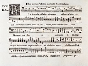 Willaertin Psalmin XIII nuotiosivu (1538) tekijältä Unknown artist