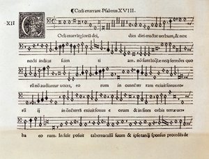 Willaertin Psalmin XVIII nuotiosivu (1538) tekijältä Unknown artist