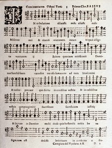 Ludovico Viadanan Psalmien (op 16) nuottisivu tekijältä Unknown artist
