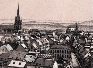 Panoraama Liegestä Belgiassa kirjassa "" Maailma havainnollistaa 168 näkymää"" Ei päivämäärää (1800-luvun loppu) tekijältä Unknown artist