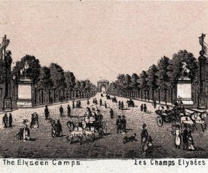 Pariisi, Ranska: näkymä Champs Elyseesille (Champs-Elysees). teoksessa "Maailma havainnollistaa 168 näkymää" Päiväämätön (1800-luvun loppu) tekijältä Unknown artist