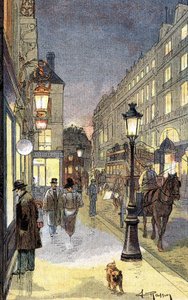 Pariisi yöllä, kuvitus 1800-luvun lopulla. tekijältä Unknown artist