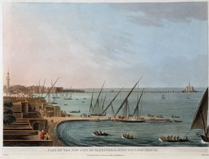 Osa Aleksandrian uutta kaupunkia, jossa on majakka - "Näkymiä Egyptissä, Palestiinassa ja muissa ottomaanien valtakunnan osissa" tekijältä Unknown artist