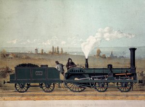 Strasbourgin rautatien matkustajaveturi ja hiilivaunu (Crampton-järjestelmä) tekijältä Unknown artist