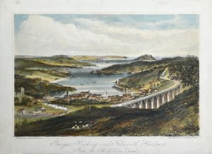 Penryn, Flushing ja Falmouth Harbors (Old Helton Roadilta), n. 1860-80 (värillinen lito paperilla) tekijältä Unknown artist