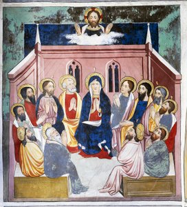 Helluntai, Kristuksen elämä (1400-luku), freskot, Pyhän Sebastianin kappeli, Villard-de-Lans, Rhône-Alpes, Ranska. tekijältä Unknown artist