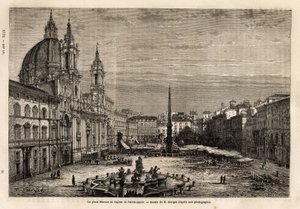 1. vuosisadan Domitianuksen stadionin raunioille rakennettu Piazza Navona on barokki-Rooman ylpeys, jossa on neljän joen suihkulähde, rakennettu vuosina 1648-1651 Berninin (1598-1620) ja suunnitelman mukaan. Pyhän Agnesin kirkko, batie bet tekijältä Unknown artist