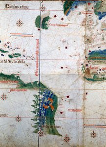 Cantinon tasoalue: Alberto Cantinon kartta vuodelta 1502, joka edustaa Tordesillasin sopimuksessa (1494) asetettua rajaviivaa Portugalin ja Espanjan Amerikan välillä. Biblioteca Estense. Modena tekijältä Unknown artist