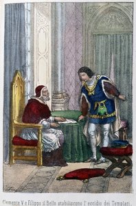 Paavi Klemens V ja Ranskan kuningas Filip IV Bel päättivät eliminoida temppelit tekijältä Unknown artist