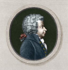 Wolfgang Amadeus Mozartin (1756-1791) muotokuva - kaiverrettu. 1800-luvulla tekijältä Unknown artist