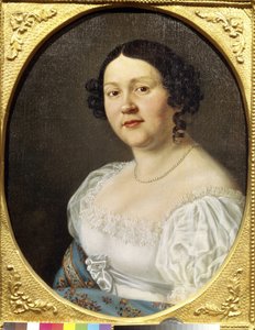 Muotokuva oopperalaulaja Sofia Vasilyevna Samoylovasta (Samoylova Chernikova) (1860-1936) (Oopperalaulaja Sophia Vasilyevna Samoylovan muotokuva). Nimetön maalaus, öljy kankaalle, 1800-luvun loppu. Venäläistä taidetta, romantiikkaa. Valtion teatterimuseo a tekijältä Unknown artist