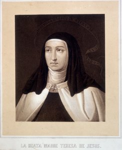 Muotokuva Pyhän Teresan Jeesuksen (tai Pyhän Teresa Avilalaisen) (1515-1582) rintakuvassa, kaiverrus tekijältä Unknown artist