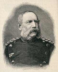 Muotokuva ALBERT:sta Saksin kuninkaasta (1828-1902), Sotilaan, joka osallistui Sedanin taisteluun. kaiverrus tekijältä Unknown artist