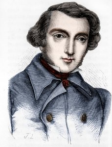 Muotokuva Alexis de Tocquevillestä (1805 - 1859), ranskalaisesta historioitsijasta ja poliitikosta. Kaiverrus 1800-luku. tekijältä Unknown artist