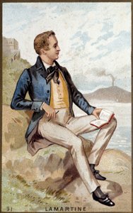 Alfonso de Lamartinen (1790 - 1869) ranskalaisen runoilijan muotokuva. 1800-luvun kromolitografia. tekijältä Unknown artist