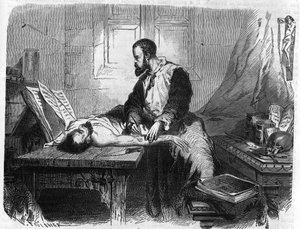 André Vésalen (1514-1564), hollantilaisen anatomin muotokuva (latinaksi: Andrea Vesalius, hollanniksi: Andries Van Wesel). Kaiverrus vuodelta 1866. tekijältä Unknown artist
