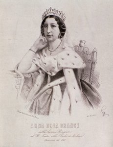 Anna de la Grangen muotokuva Lucrezia Borgiassa (kaiverrus tekijältä Unknown artist