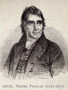 Antoine Jean Grosin, ranskalaisen taidemaalarin (1771-1835) muotokuva - elokuvassa "Les Contemporains", n.d. 1800-luvun loppu (kaiverrus) tekijältä Unknown artist