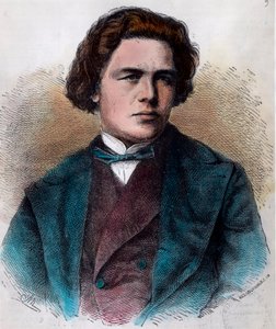 Anton Rubinsteinin (1829 - 1894), venäläisen pianistin ja säveltäjän muotokuva. Kaiverrus 1800-luvulta. Yksityinen kokoelma. tekijältä Unknown artist