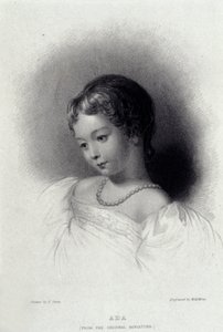 Muotokuva Augusta Ada Byronista (1815-1852), josta tuli Anna Lovelace, runoilija George Gordon Byronin tytär. Kaiverrus 1800-luvulta. tekijältä Unknown artist