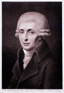 Itävaltalaisen säveltäjän Joseph Haydnin (1732-1809) muotokuva Kaiverrus. 1800-luvulla. Milano, konservatorion biblioteca tekijältä Unknown artist