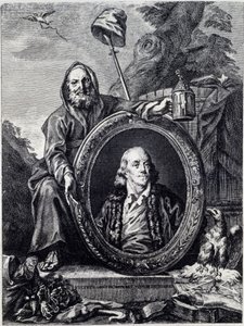 Muotokuva Benjamin Franklinista (1706 - 1790), amerikkalainen poliitikko, muistokirjoittaja, pamfletaari ja fyysikko tekijältä Unknown artist