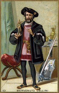 Benvenuto Cellinin (1500 - 1571), italialaisen kultasepän ja kuvanveistäjän muotokuva. 1800-luvun kromolitografia. tekijältä Unknown artist