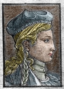 Sigebert I:n vaimon Brunehautin tai Brunehilden (n. 534-613) muotokuva. tekijältä Unknown artist
