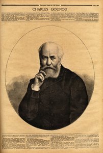 Muotokuva ranskalaisesta säveltäjästä Charles Gounodista (1818-1893), joka tunnetaan oopperoistaan (Faust 1859, Romeo ja Juliette 1867), hän sävelsi myös sinfoniaa ja lukuisia melodioita Alfred de Mussetin (1810-1857) runoihin ja Victor Hugo (1802-1885). E tekijältä Unknown artist
