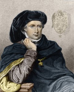 Muotokuva Kaarle VI:stä rakastetusta tai Fousta (1368 - 1422), Ranskan kuninkaasta - Lavalléen teoksessa Histoire des Français, kaiverrus, sd. tekijältä Unknown artist