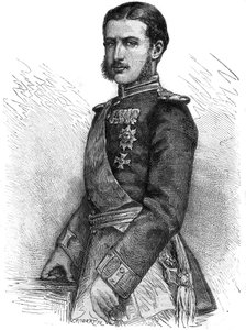 Muotokuva Charles de Hohenzollernista (1839-1914), Romanian takaisin saava prinssi, silloinen kuningas Kaarle I (Carol I) - Kaiverrus ”” The Illustrous Journal” tekijältä Unknown artist