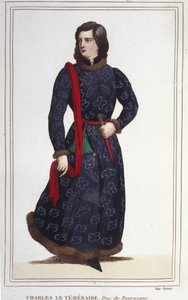 Kaarle Rohkean (1433-1477), Burgundin herttuan muotokuva. Kaiverrus vuodelta 1830 tekijältä Unknown artist