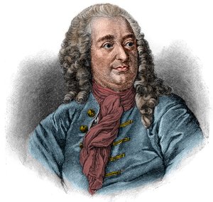 Christian von Wolffin tai Christian von Wolfin muotokuva Saksalainen juristi, matemaatikko ja filosofi (1679-1754). Kaiverrus. tekijältä Unknown artist