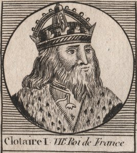 Clothaire I:n (497 - 561), Neutrian kuninkaan ja frankkien kuninkaan muotokuva - Clothar I, frankkien kuningas - kaiverrus Charles Constant Le Tellierin kirjasta "Instruction sur l