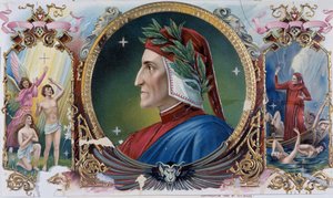 Danten muotokuva - sikarilaatikon etiketti, 1800-luvun loppu tekijältä Unknown artist