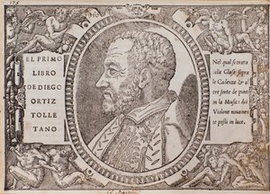 Diego Ortizin muotokuva (puupiirros). tekijältä Unknown artist