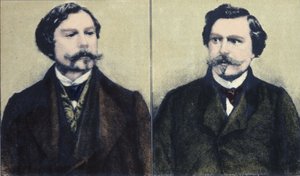 Edmond Goncourtin (1822-1896) ja Jules Goncourtin (1830-1870) kirjailijoiden veljien muotokuva. tekijältä Unknown artist