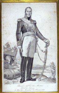Edouard Adolphe Casimir Joseph Mortierin muotokuva, Trevisen herttua (1768-1835), Ranskan Marechal. Kaiverrus 1800-luvulta. tekijältä Unknown artist
