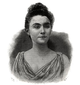 Emma Lauren muotokuva Esther Guilbert, nimi Yvette Guilbert (1865-1944) Kahvikonsertin ranskalainen laulaja - Kaiverrus 1892 tekijältä Unknown artist