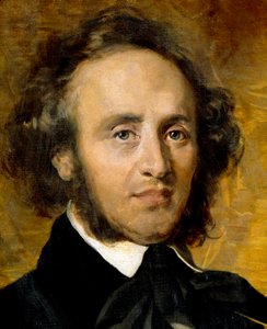 Felix Mendelssohn Bartholdyn (1809-1847) muotokuva saksalaisesta säveltäjästä. tekijältä Unknown artist