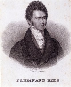 Muotokuva Ferdinand Riesista (1784 - 1838), saksalainen säveltäjä ja pianisti. Kaiverrus 1800-luvulta. tekijältä Unknown artist